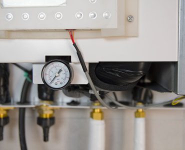 manometer pipes and valve in heat pump